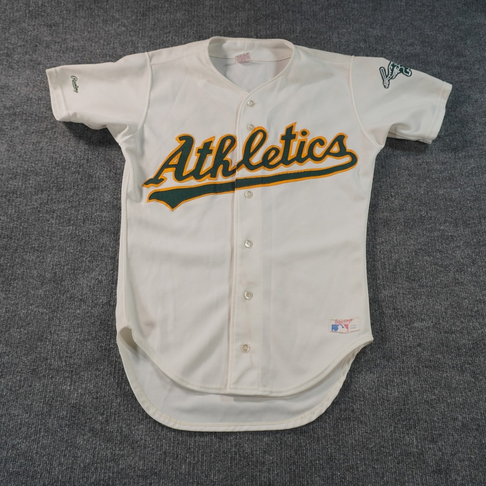 Vintage Rawlings Oakland Athletics MLB Jersey Mens 40 White 90s Stomper Patch